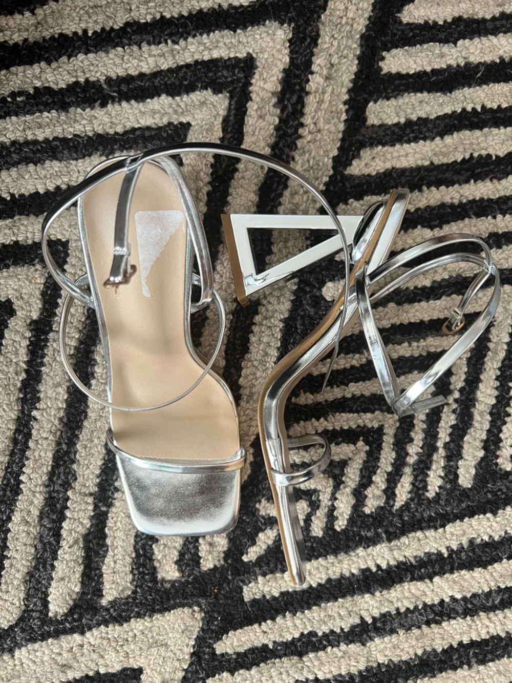 SHEIN Silver Strappy Square-Toe Heels - Picture 2 of 5